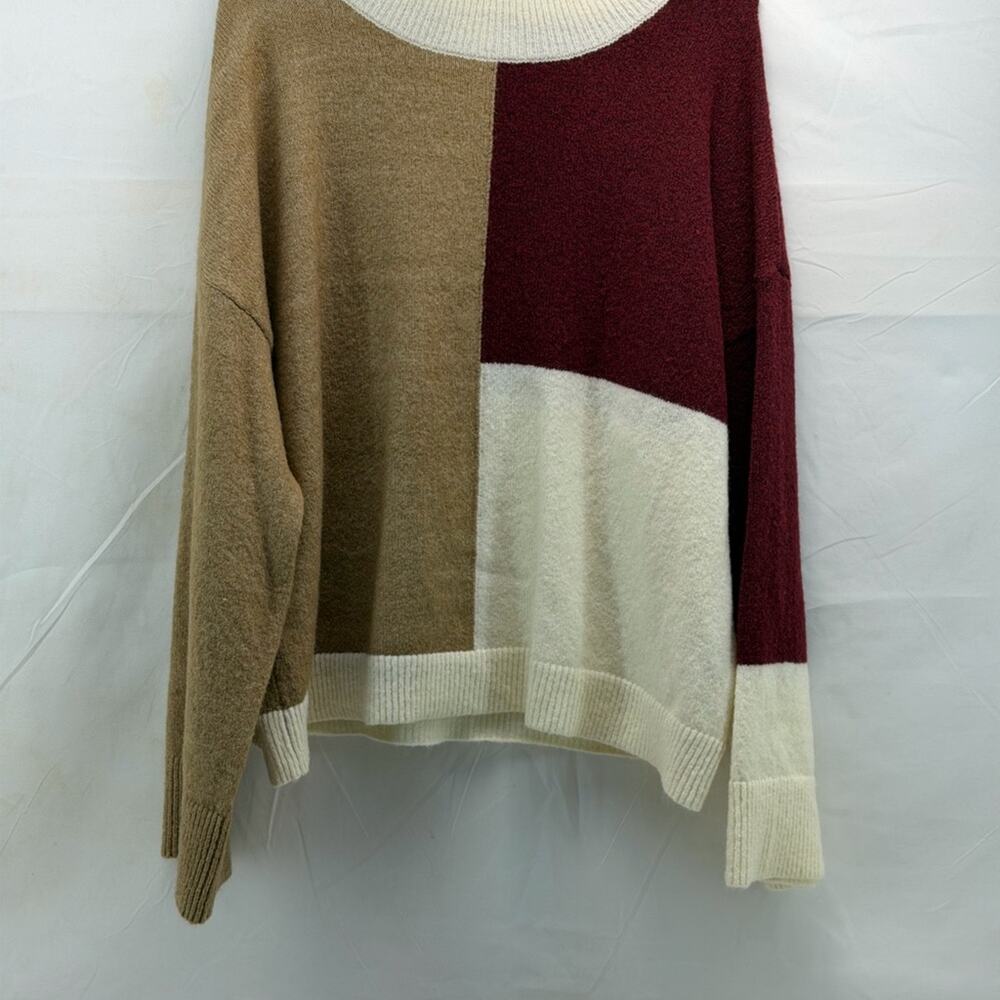 Blu Pepper women’s large Multicolor Block with tan cream and burgundy Sweater